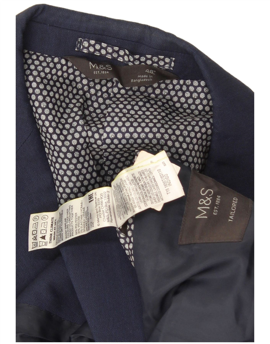 Marks & Spencer Ανδρικό μπλέιζερ με 2 κουμπιά σακάκι UK 46 3XL Navy Blue