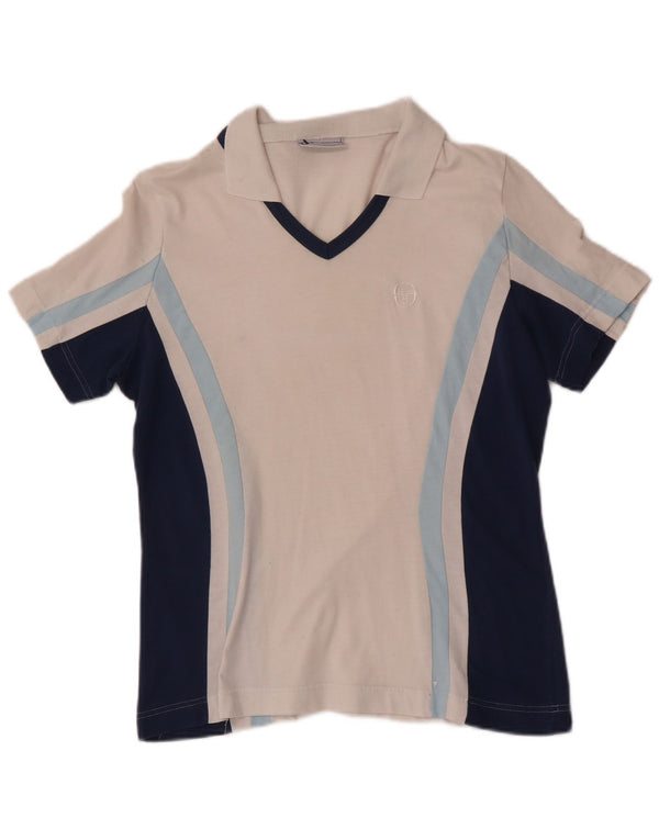 Sergio Tacchini γυναικείο μπλουζάκι πόλο UK 12 μεσαίο λευκό βαμβακερό χρώμα
