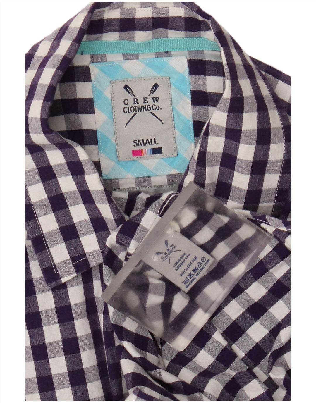 Ανδρικό πουκάμισο Crew Clothing Μικρό μωβ βαμβακερό Gingham