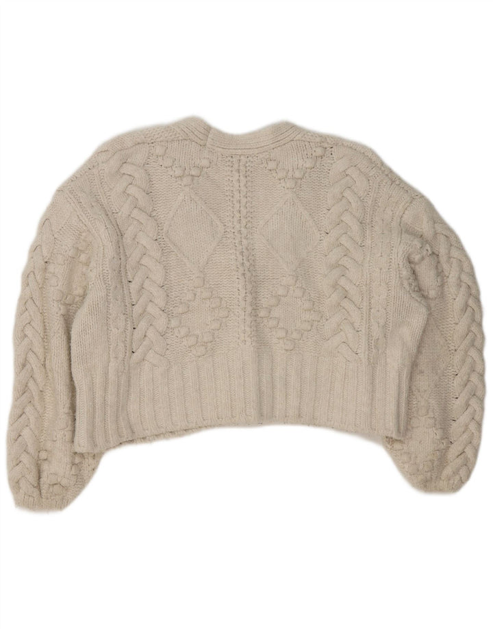 Ζακέτα Zara Crop Oversized UK 14 Medium White Acrylic