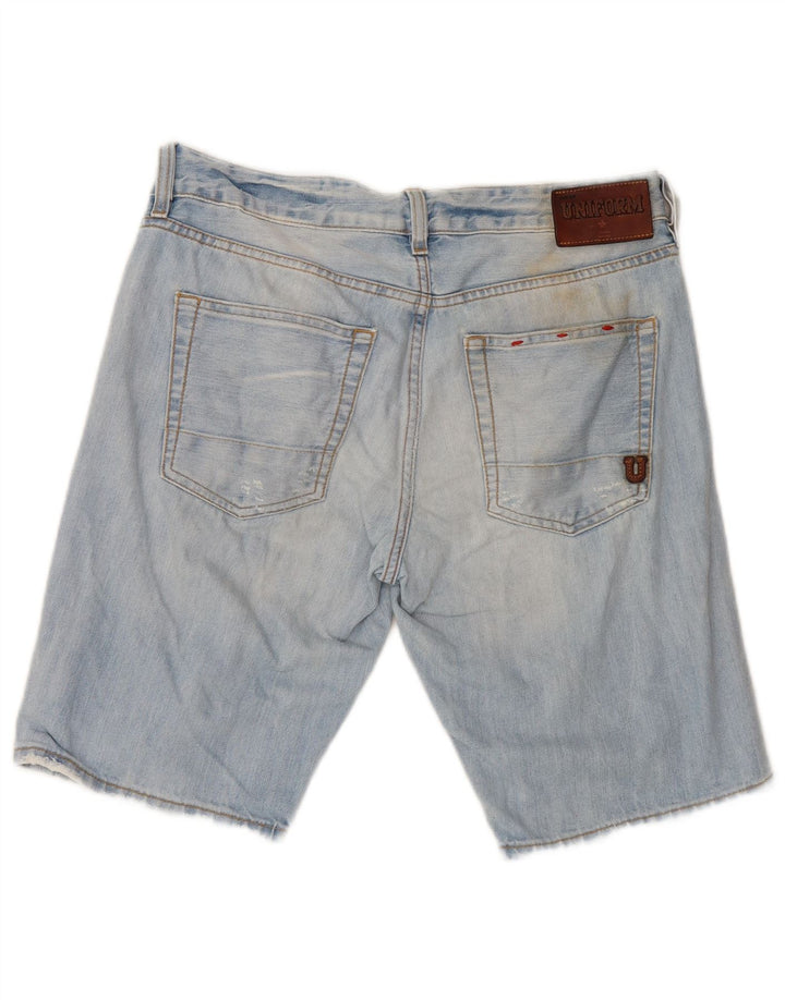 Ανδρικό Uniform Distressed τζιν σορτς W30 μεσαίο μπλε βαμβακερό