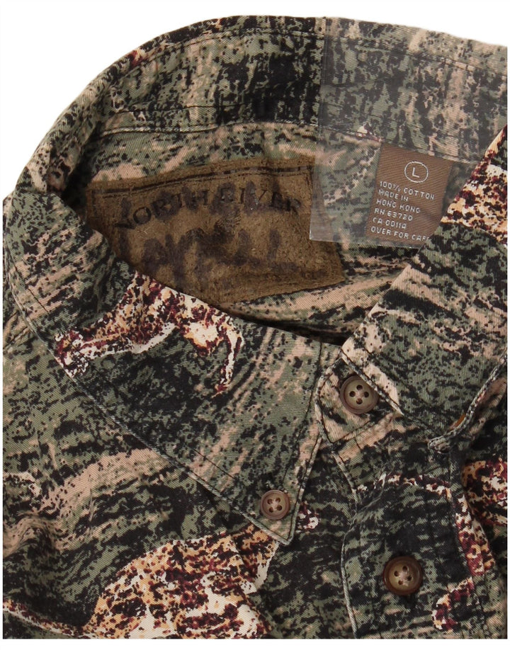 Ανδρικό φανελένιο πουκάμισο VINTAGE Μεγάλο πράσινο Animal Print Βαμβακερό
