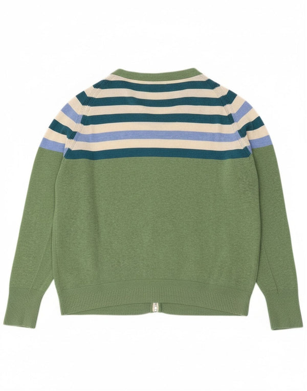 White Stuff Γυναικείο πουλόβερ ζακέτα UK 20 2XL πράσινο ριγέ βαμβακερό