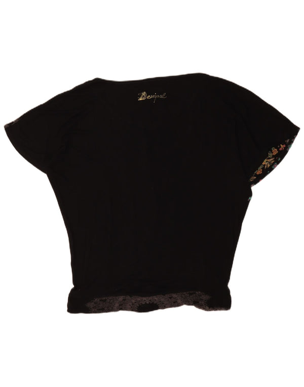 Desigual Γυναικεία Oversized γραφική μπλούζα Top UK 16 Large Black Floral