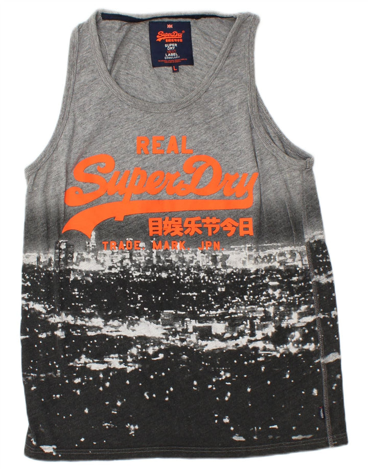 Ανδρικό γραφικό γιλέκο SUPERDRY Top Large Grey Colourblock
