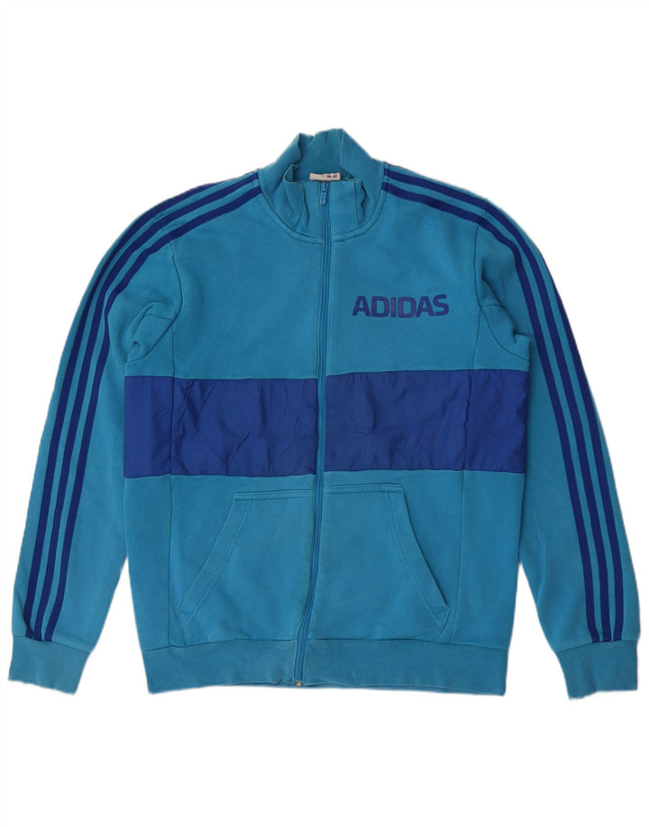 Ανδρική φόρμα φόρμας Adidas με γραφικό τοπ μπουφάν μεσαίου μπλε χρώματος βαμβακερό