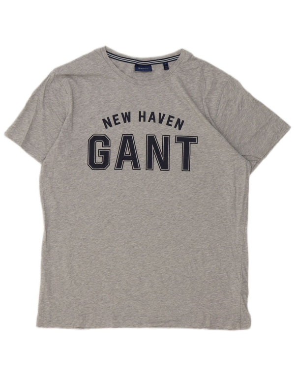 Ανδρικό γραφικό T-Shirt Gant Top Larg γκρι βαμβακερό
