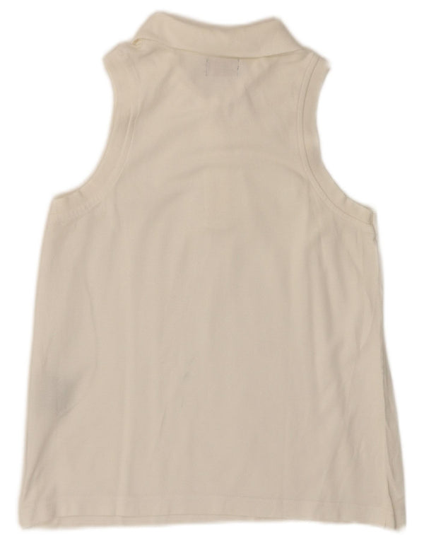 KAPPA Γυναικείο αμάνικο μπλουζάκι πόλο UK 12 μεσαίο λευκό βαμβακερό