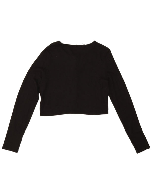 Zara Γυναικεία Ζακέτα Crop UK 14 Μεγάλη μαύρη βισκόζη