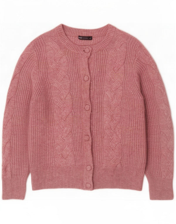 Marks & Spencer Γυναικεία ζακέτα πουλόβερ UK 14 Large Pink Flecked Acrylic