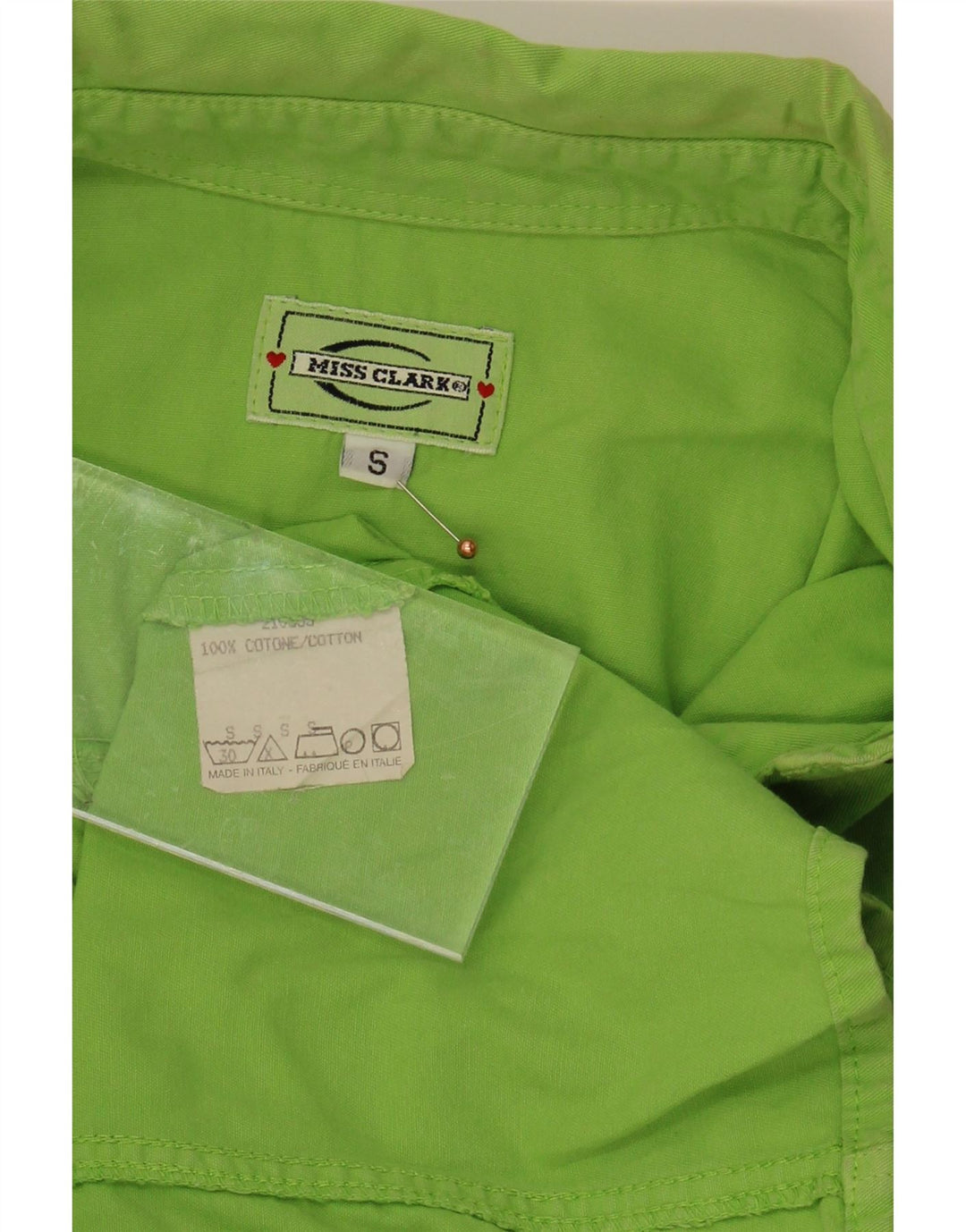 VINTAGE Womens Shirt UK 10 Small Green Cotton Vintage Vintage and Second-Hand Vintage from Messina Hembry 