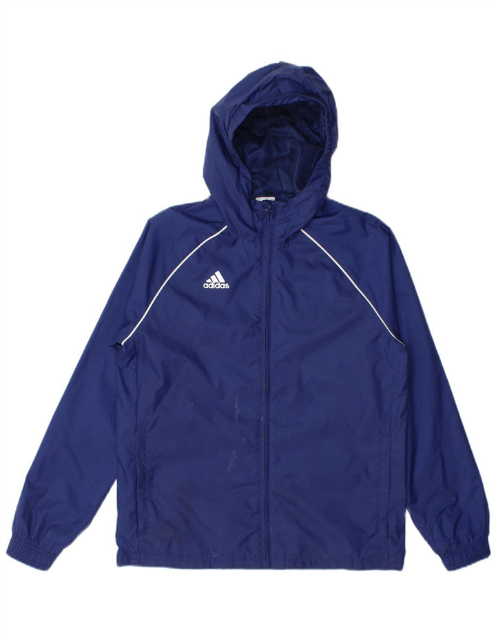 Adidas Boys Hooded Rain Jacket 11-12 Years Navy Blue Nylon