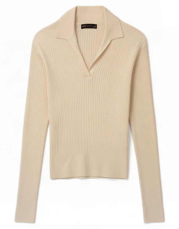 Marks & Spencer Γυναικείο πουλόβερ με λαιμό πόλο UK 10 Small Off White