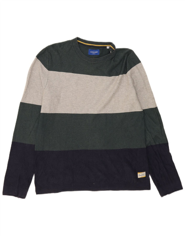 Jack & Jones Ανδρικό μακρυμάνικο μπλουζάκι μεγάλο πολύχρωμο βαμβακερό ριγέ