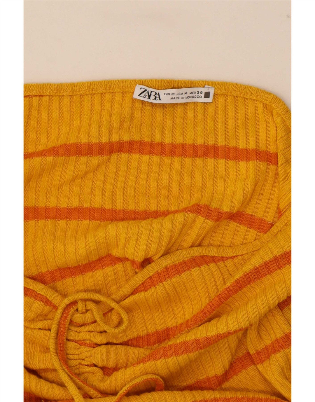 Zara Womens Crop Halter Top UK 12 Medium Yellow ριγέ