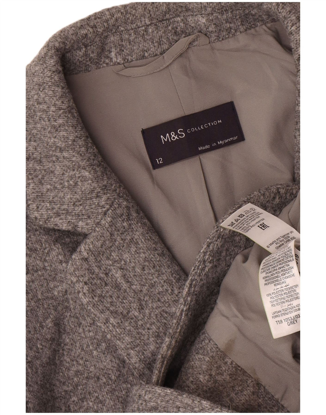 Marks & Spencer Γυναικείο Σακάκι 2 Κουμπιών UK 12 Μεσαίο Γκρι Πολυεστέρα
