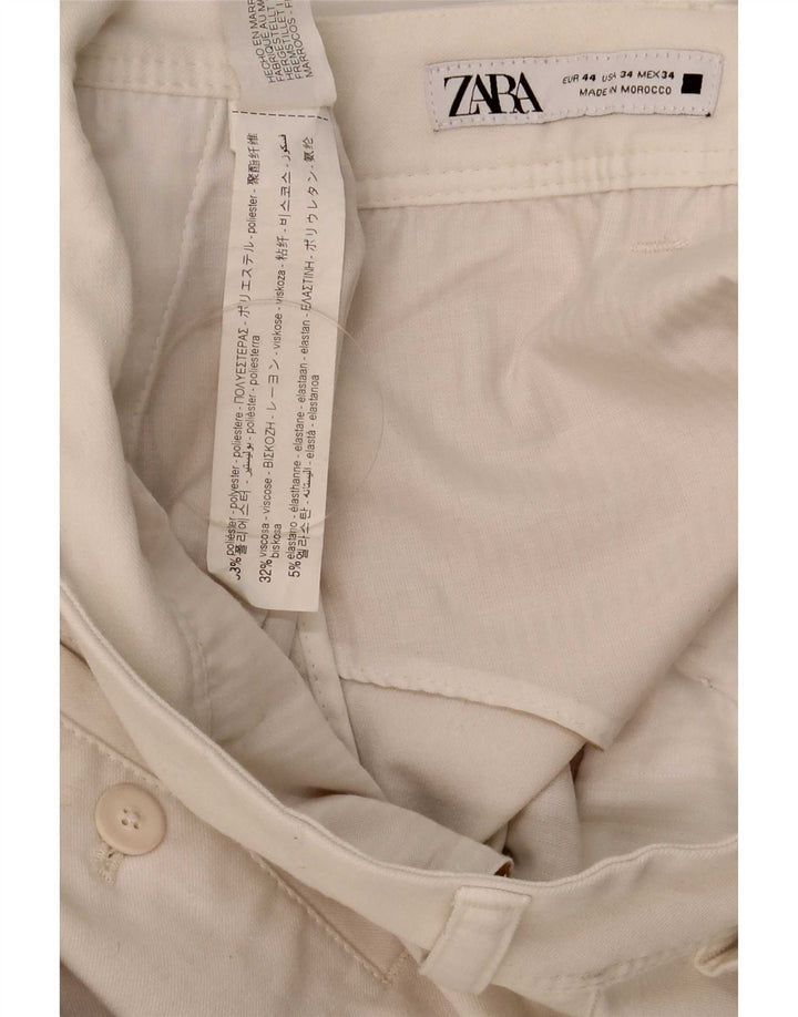 Zara Ανδρικό Slim παντελόνι Chino EU 44 Large W34 L30 White Polyester