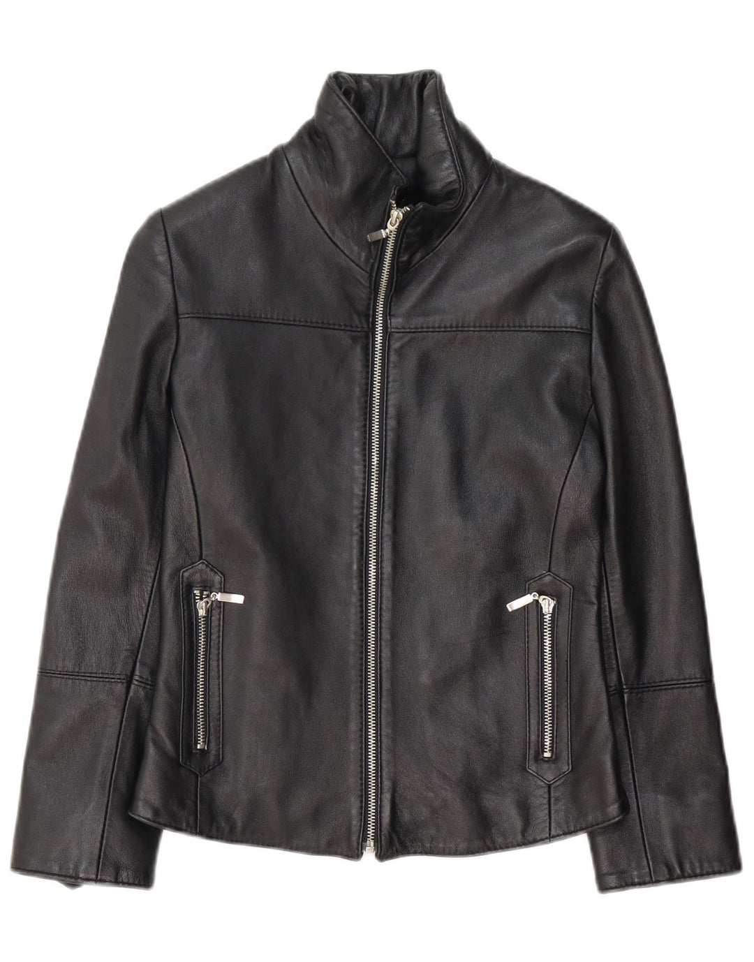 Vintage Γυναικείο Δερμάτινο Μπουφάν UK 10 Small Black Leather