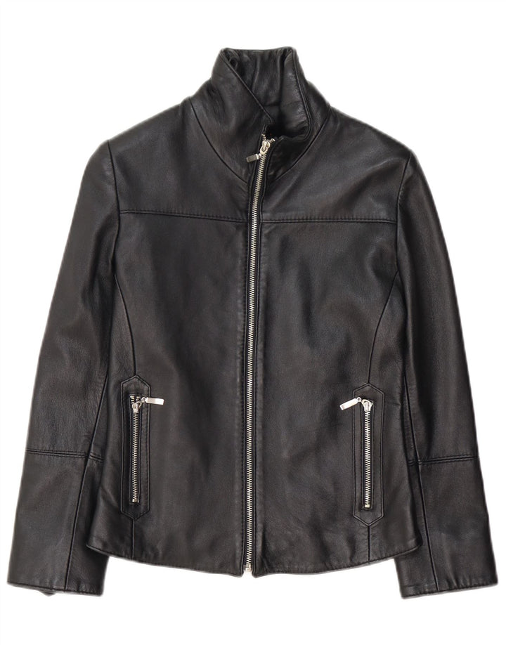 Vintage Γυναικείο Δερμάτινο Μπουφάν UK 10 Small Black Leather