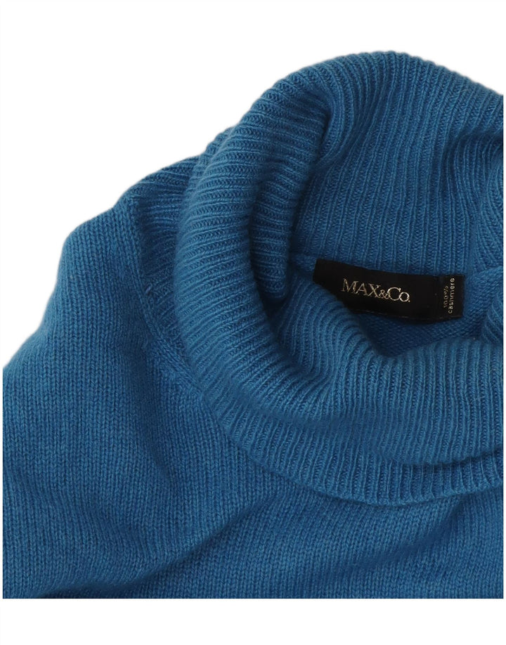 Max & Co. Γυναικείο πουλόβερ με ρολό λαιμόκοψη UK 12 Medium Blue Cashmere