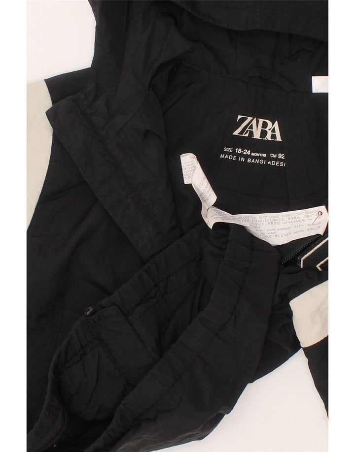 ZARA Baby Boys Hooded Bomber Jacket 18-24 Months Μαύρο Colourblock Cotton