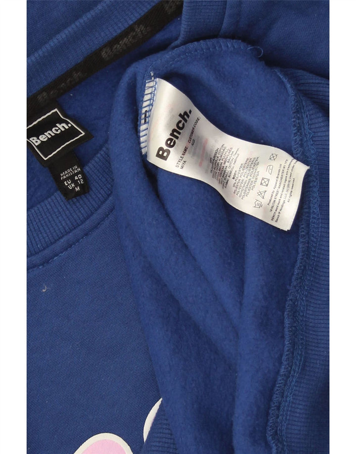 Γυναικείο γραφικό φούτερ Πάγκος Jumper UK 12 μεσαίο μπλε βαμβακερό