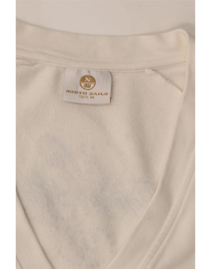 NORTH SAILS Womens Sweatshirt Jumper UK 12 Medium White Cotton Modern Vintage North Sails and Second-Hand North Sails from Messina Hembry 