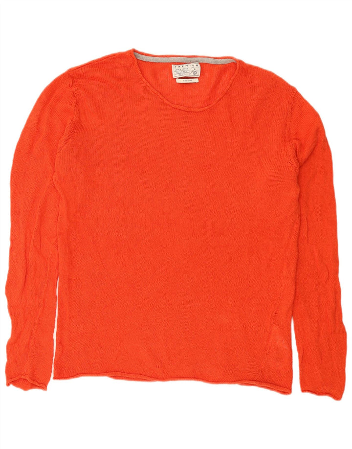 Jack & Jones Ανδρικό πουλόβερ με λαιμόκοψη, μεγάλο πορτοκαλί λινό