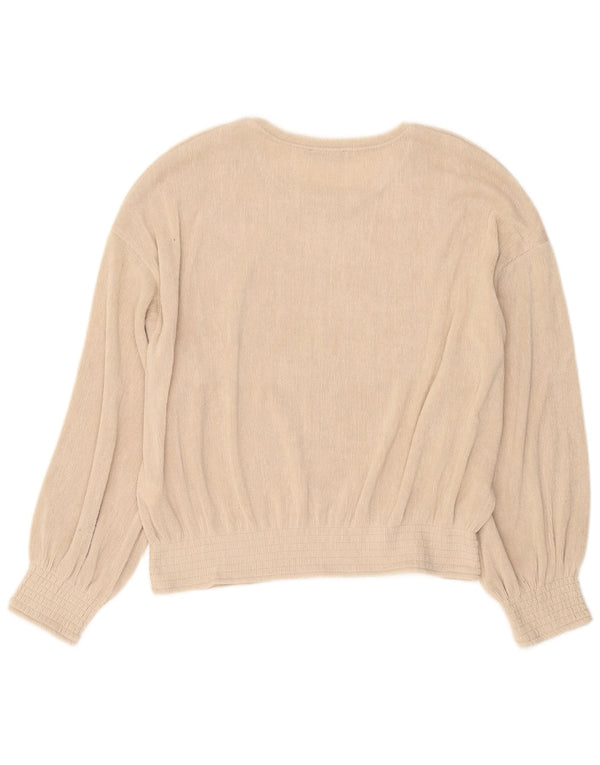 Zara γυναικεία μακρυμάνικη μπλούζα oversized τοπ UK 16 Large Beige Polyester