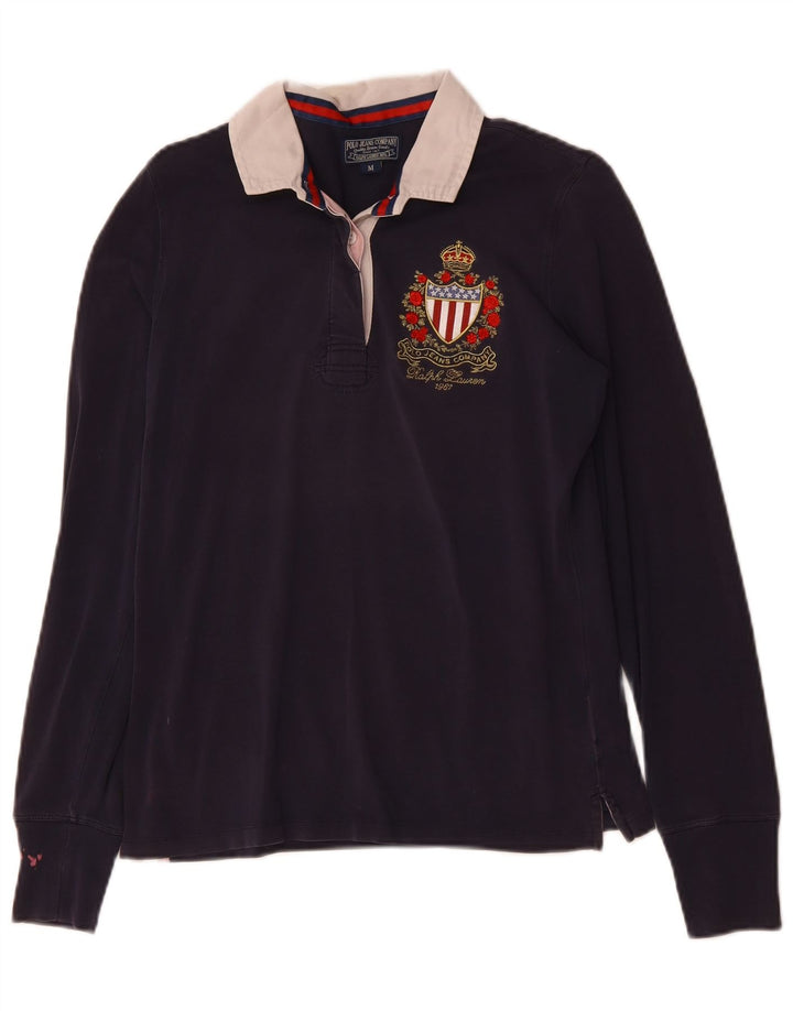 POLO RALPH LAUREN Γυναικείο μακρυμάνικο μπλουζάκι πόλο UK 12 Medium Navy Blue
