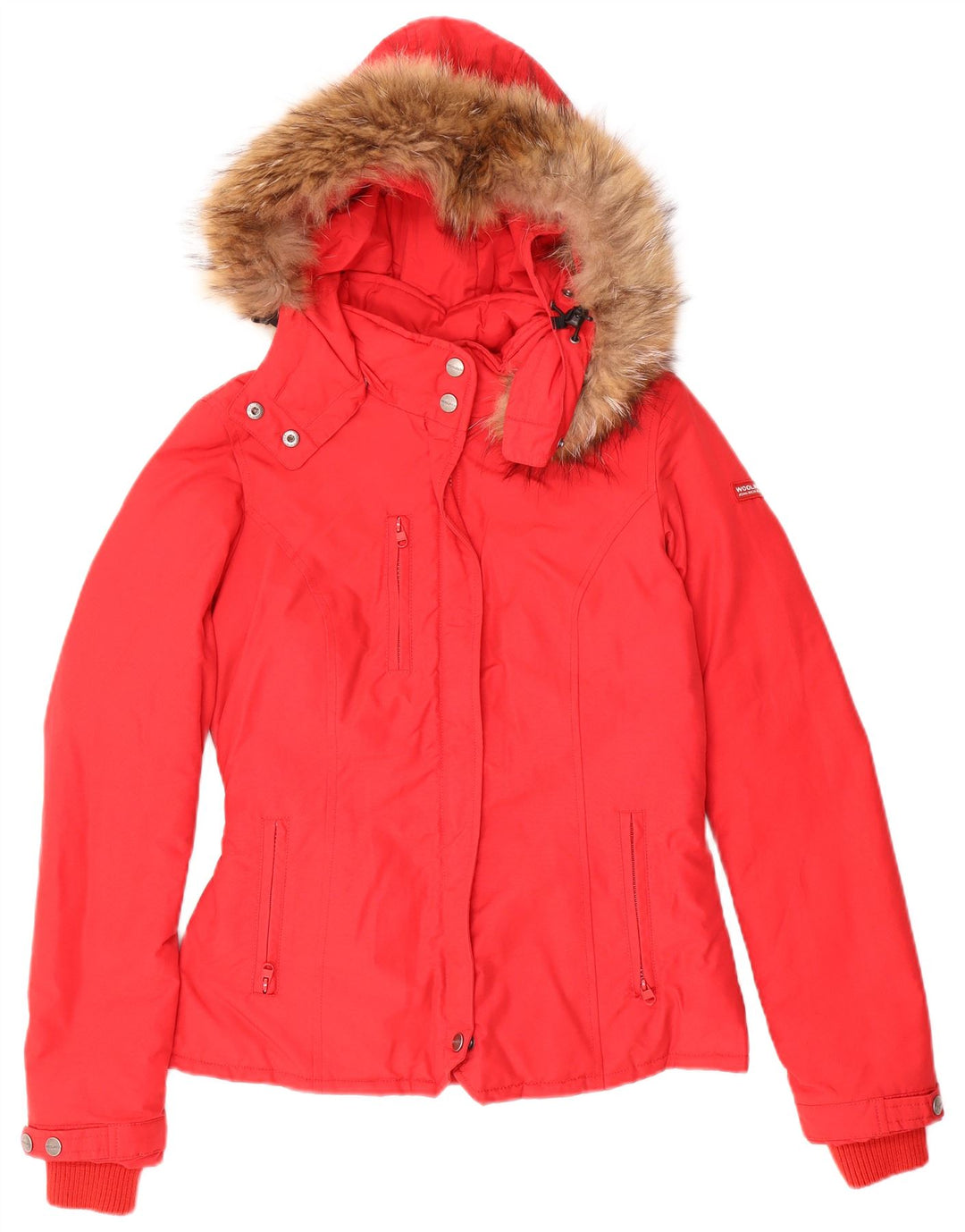 Woolrich Γυναικείο μπουφάν με κουκούλα UK 10 Small κόκκινο βαμβακερό