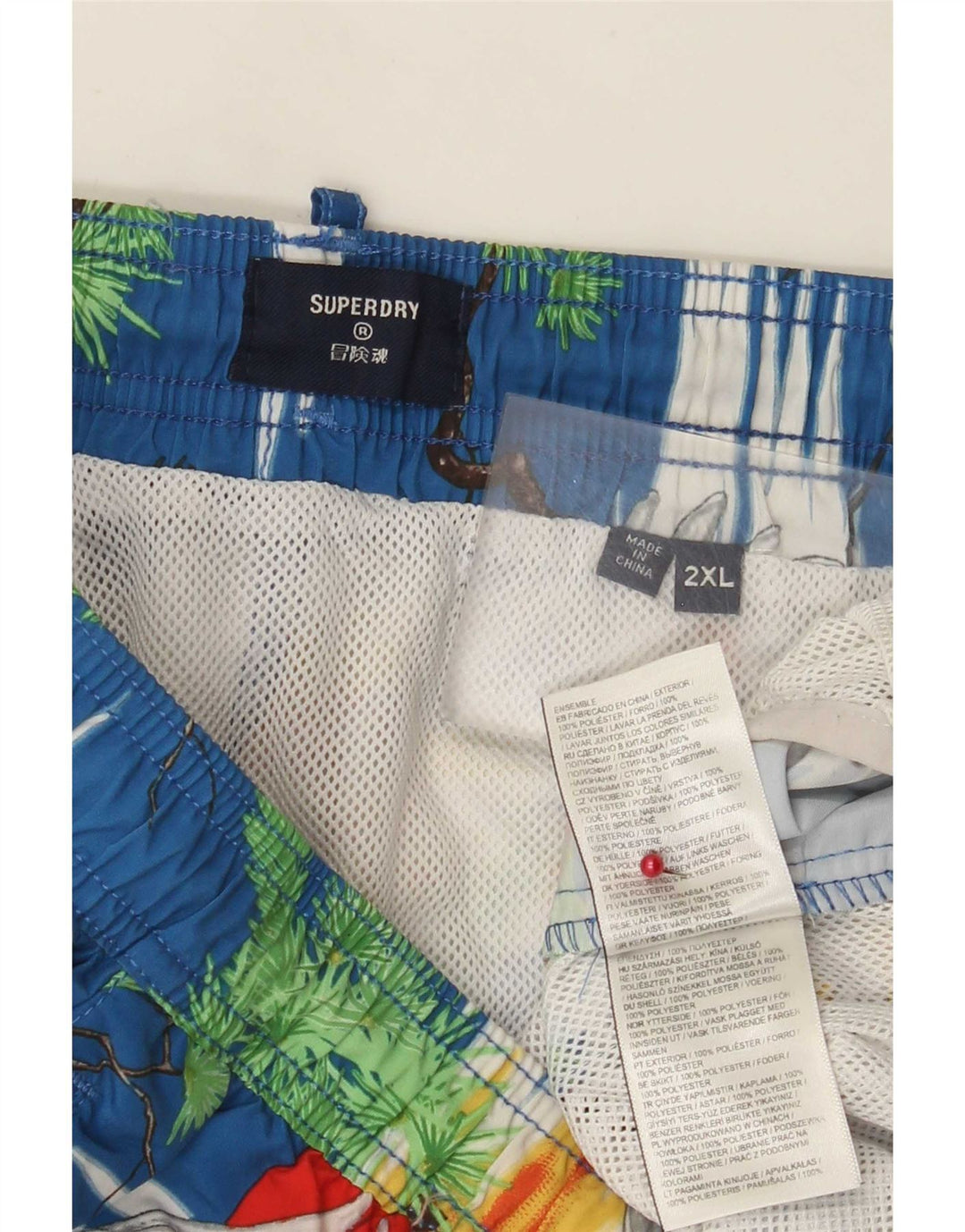 Ανδρικό κανονικό σορτς κολύμβησης Superdry 2XL Blue Polyester Hawaiian