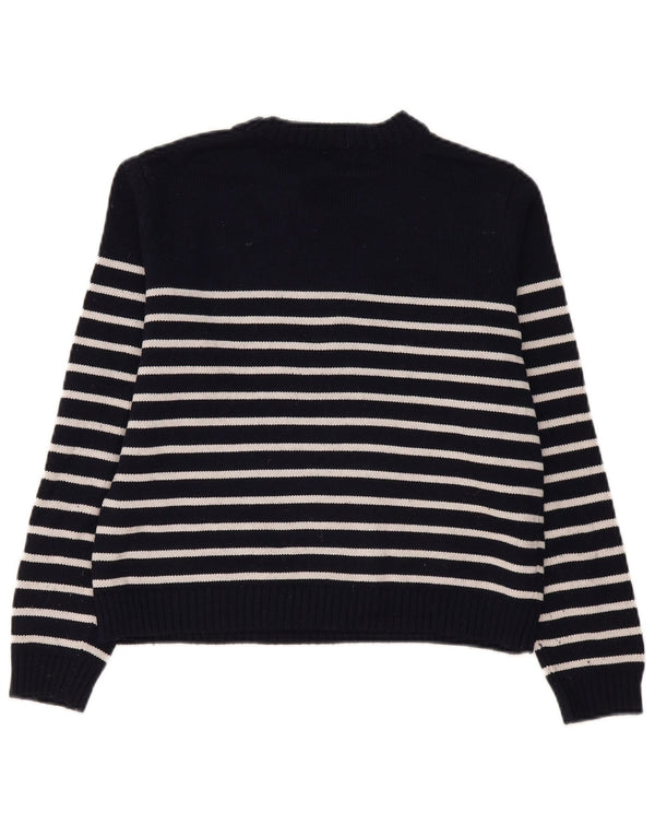 Zara γυναικείο πουλόβερ με λαιμόκοψη Crop Crop UK 14 Medium Navy Blue ριγέ