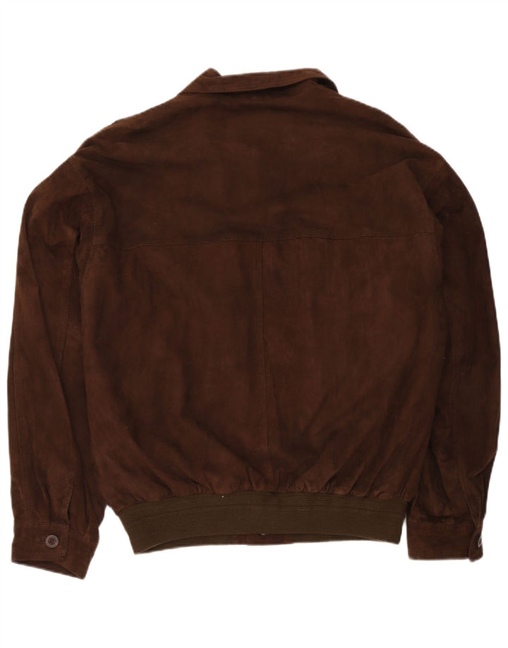 Vintage Ανδρικό Suede Bomber Jacket IT 56 2XL Καφέ Δερμάτινο