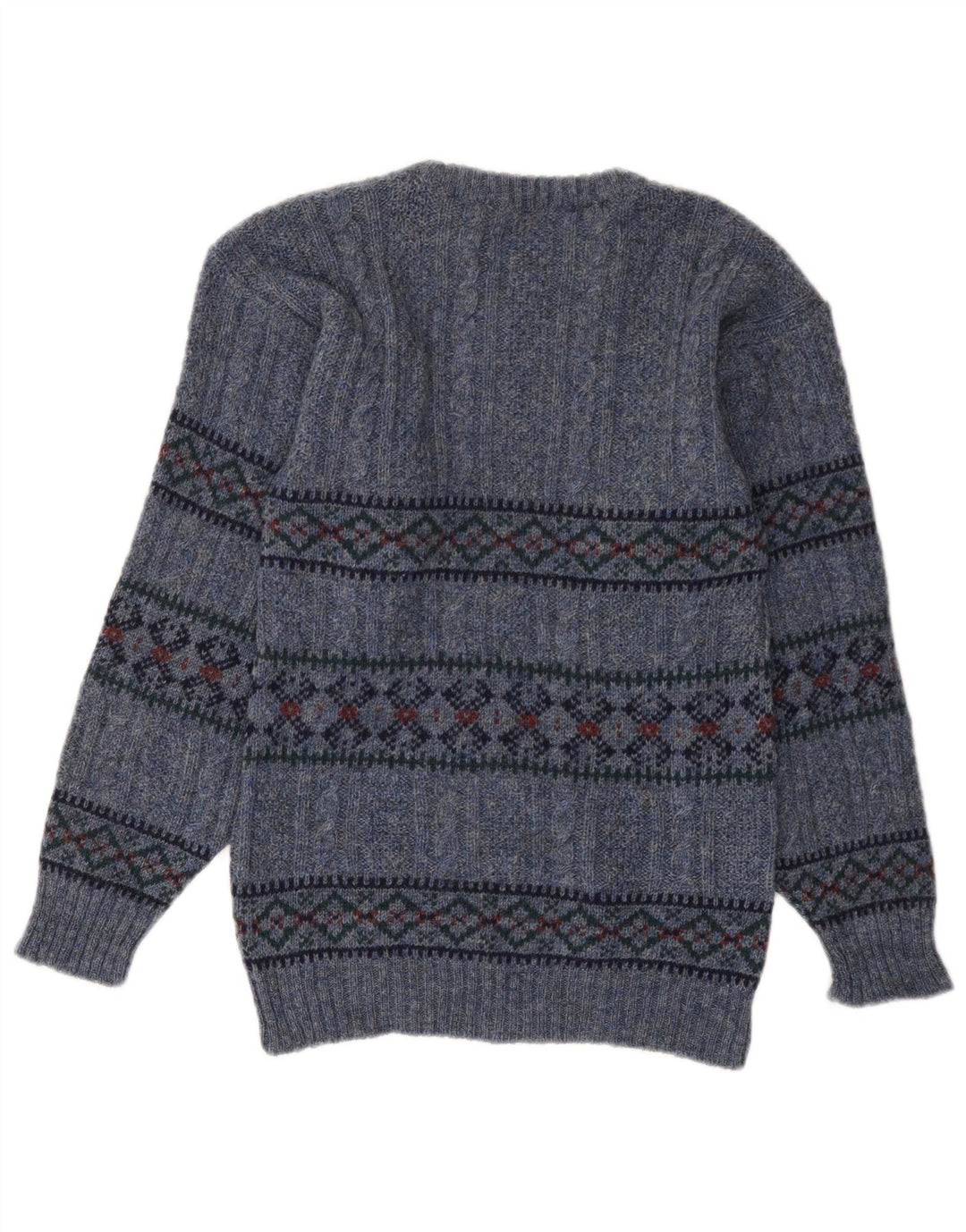 Γυναικείο πουλόβερ με λαιμόκοψη VINTAGE UK 10 Small Blue Fair Isle
