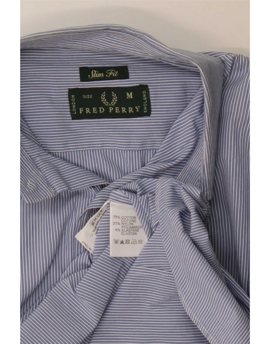 Fred Perry Ανδρικό πουκάμισο Slim Fit, μεσαίο μπλε ριγέ βαμβακερό Classic