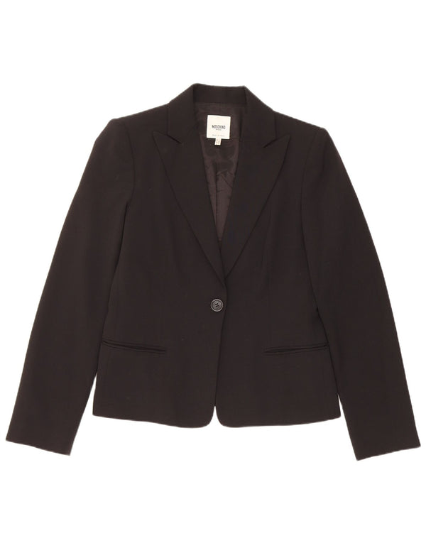 Moschino Γυναικείο Μπουφάν 1 Κουμπί Blazer UK 14 Μεσαίο Μαύρο Πολυεστέρας