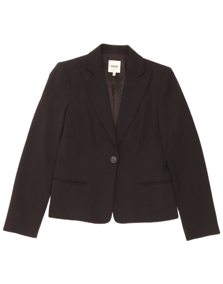 Moschino Γυναικείο Μπουφάν 1 Κουμπί Blazer UK 14 Μεσαίο Μαύρο Πολυεστέρας