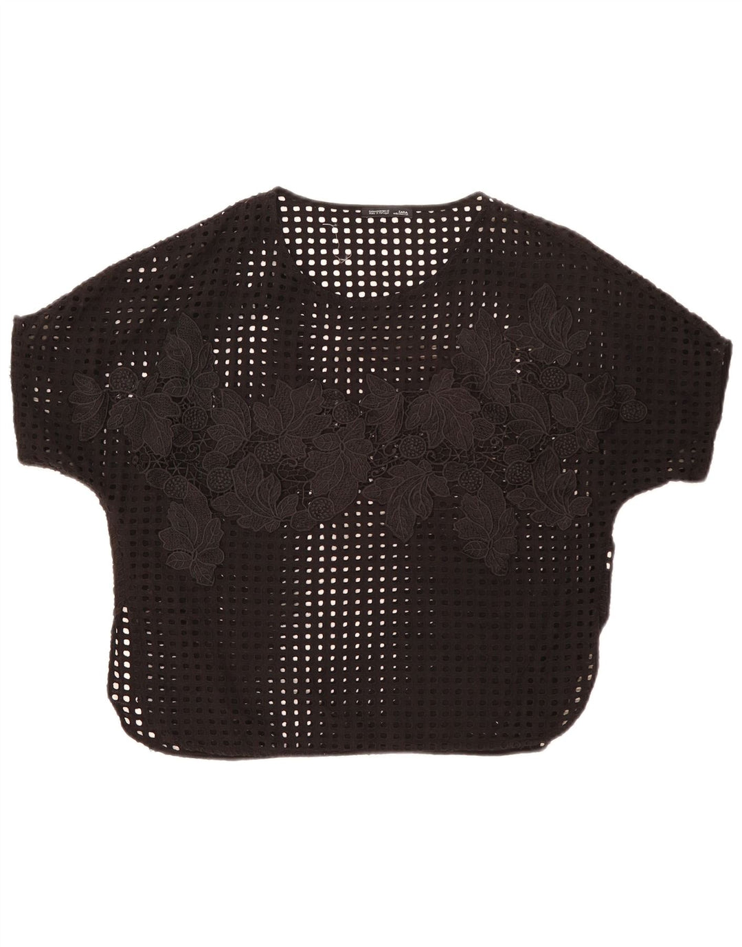 Zara Γυναικεία See Through Μπλούζα Τοπ UK 14 Medium Black Floral