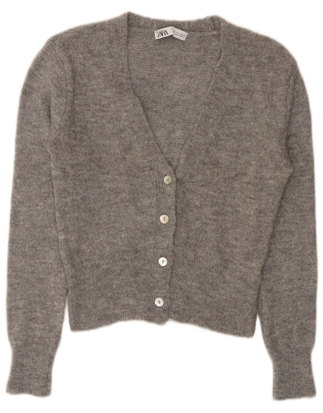 Γυναικείο πουλόβερ ZARA Crop Cardigan UK 10 Small Grey Acrylic