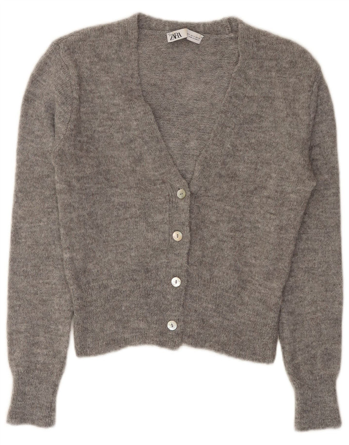 Γυναικείο πουλόβερ ZARA Crop Cardigan UK 10 Small Grey Acrylic
