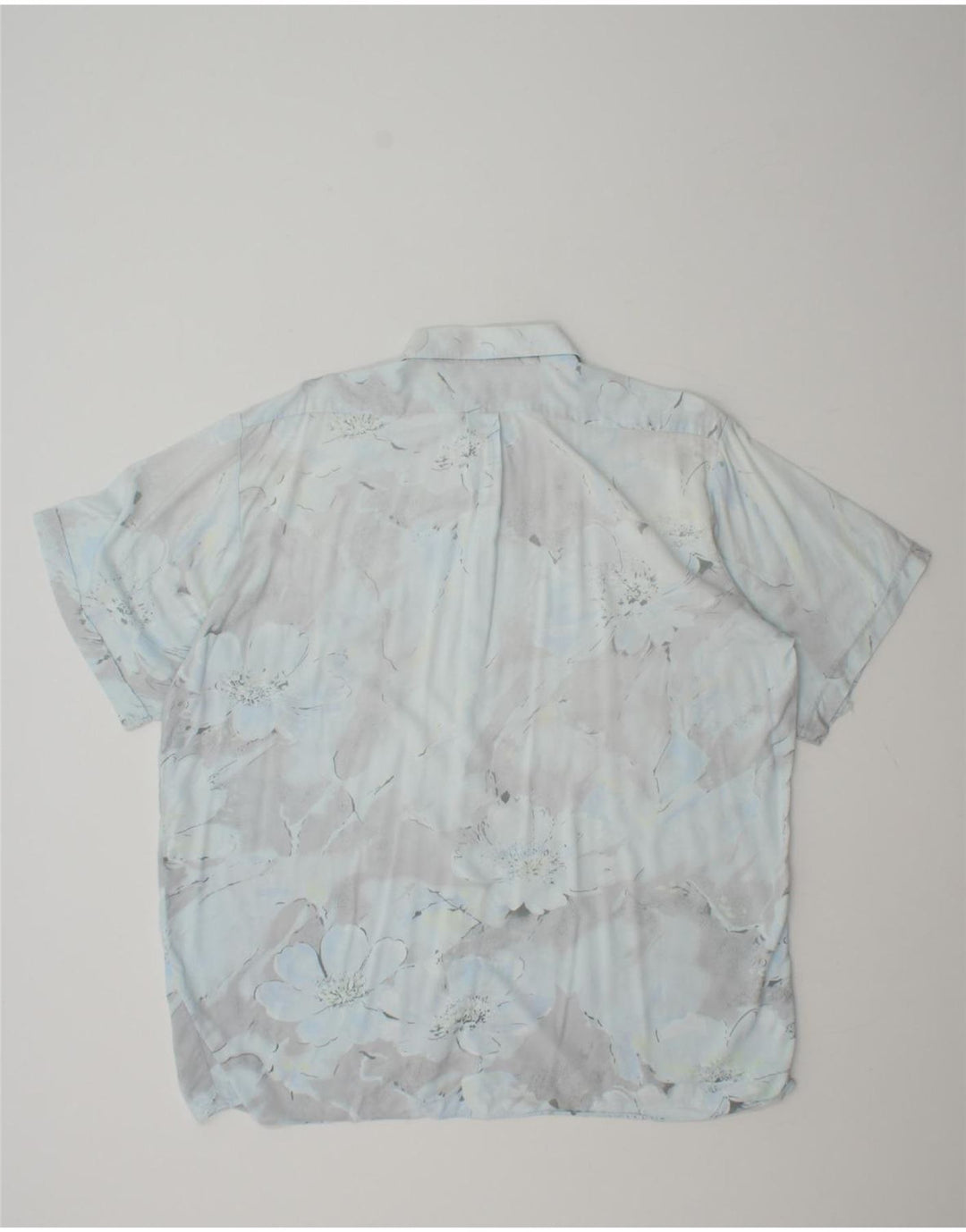 VINTAGE Mens Short Sleeve Shirt XL Blue Floral Vintage Vintage and Second-Hand Vintage from Messina Hembry 
