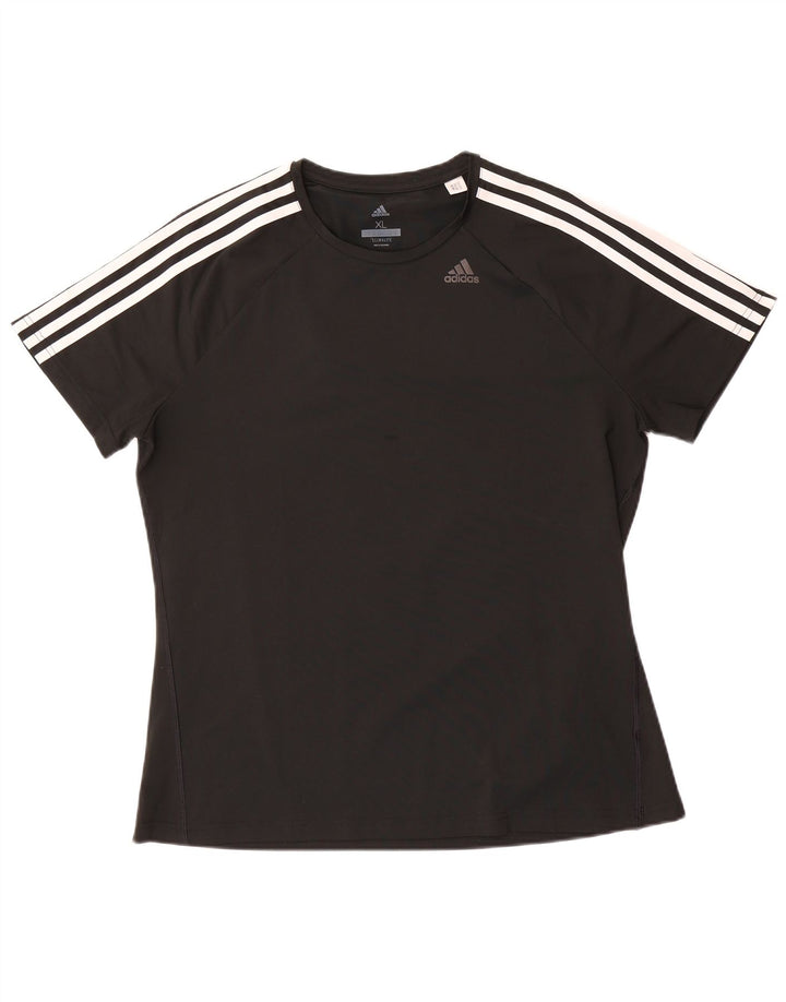 Γυναικείο T-Shirt Climalite ADIDAS Top UK 20/22 XL Μαύρο Πολυεστέρας
