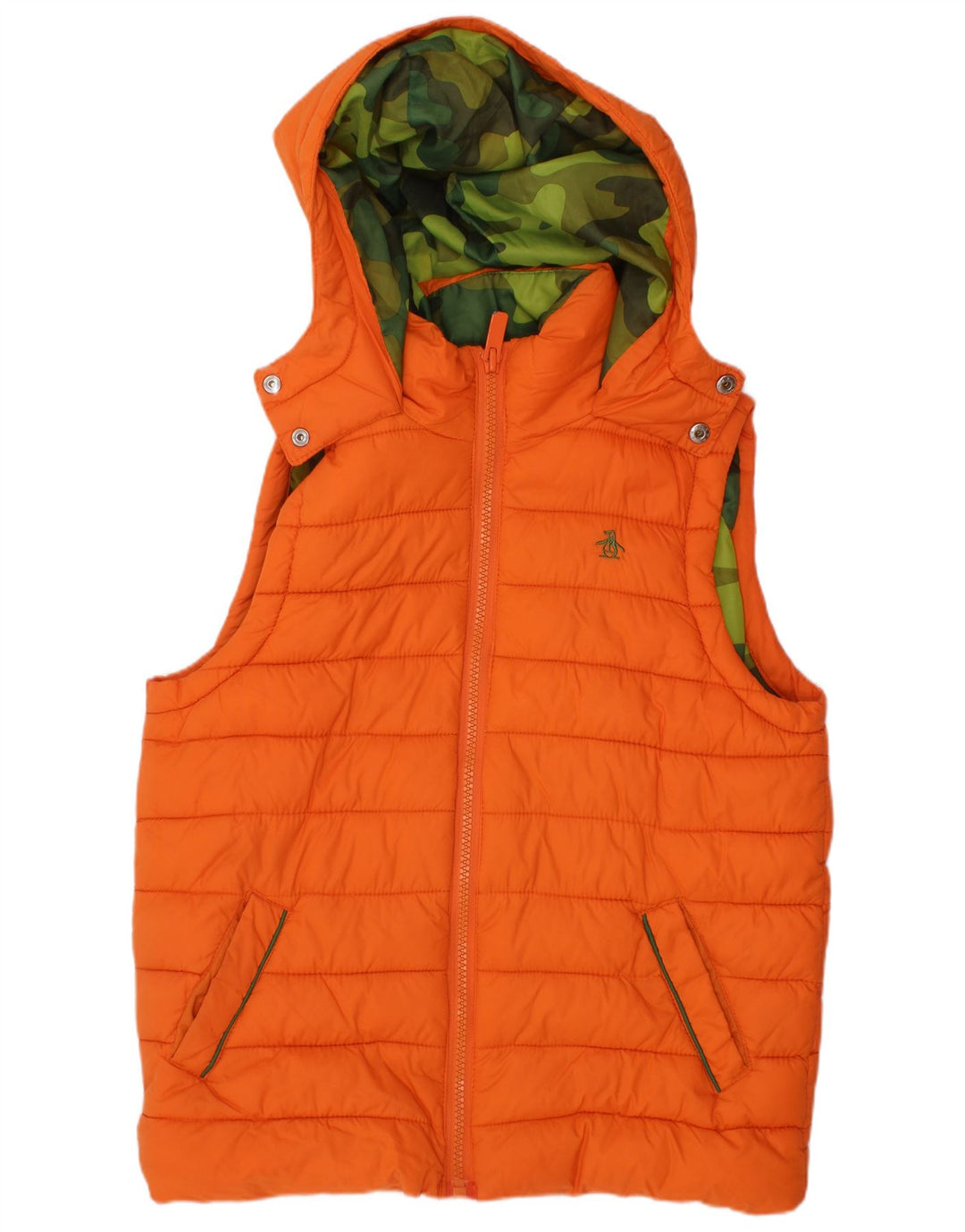 PENGUIN Boys Hooded Gilet Gilet 8-9 Years Orange Polyester