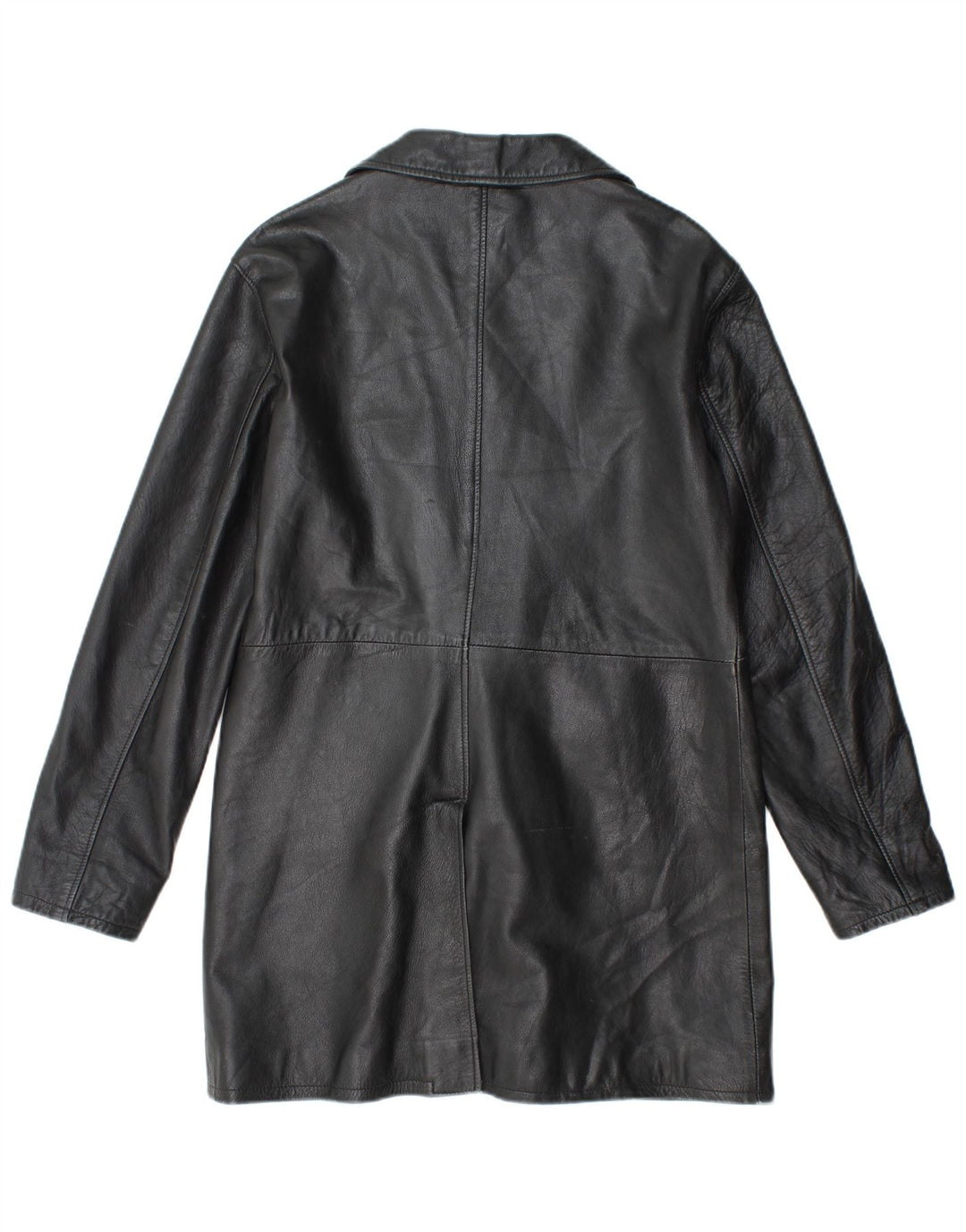 VINTAGE Γυναικείο Δερμάτινο Παλτό UK 18 XL Μαύρο Δερμάτινο