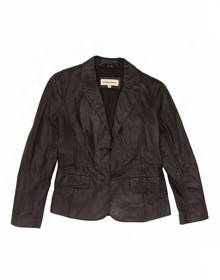 Terranova Γυναικείο Δερμάτινο Μπουφάν UK 10 Small Black με 2 κουμπιά