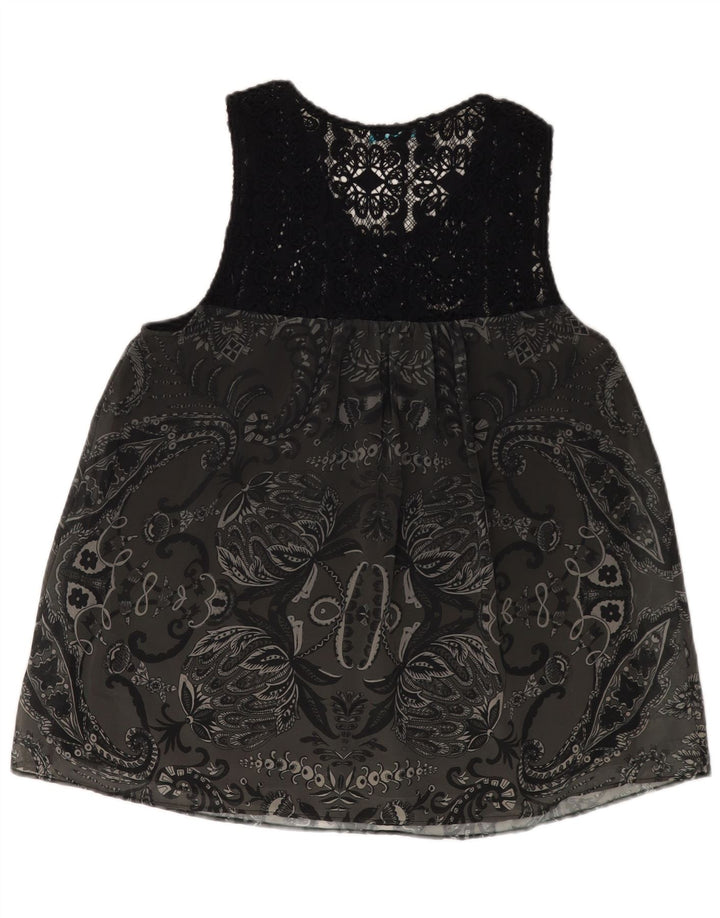 DESIGUAL Γυναικεία αμάνικη γραφική μπλούζα τοπ UK 18 XL Grey Paisley