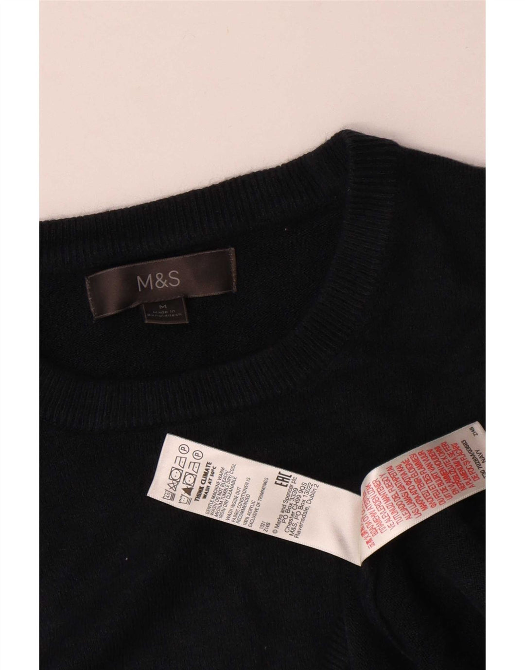 Marks & Spencer Ανδρικό πουλόβερ με λαιμόκοψη μεσαίου μπλε ακρυλικό
