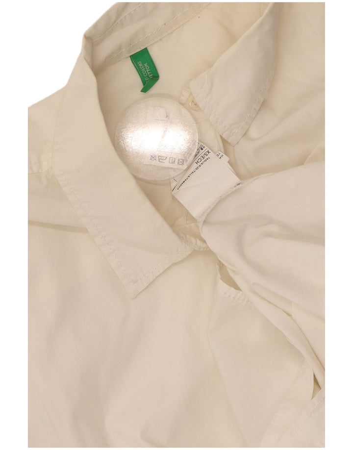 BENETTON Γυναικείο πουκάμισο Oversized UK 6 XS Λευκό βαμβακερό