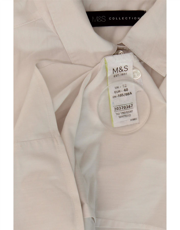 Marks & Spencer Γυναικείο κοντομάνικο πουκάμισο UK 12 μεσαίο λευκό βαμβακερό
